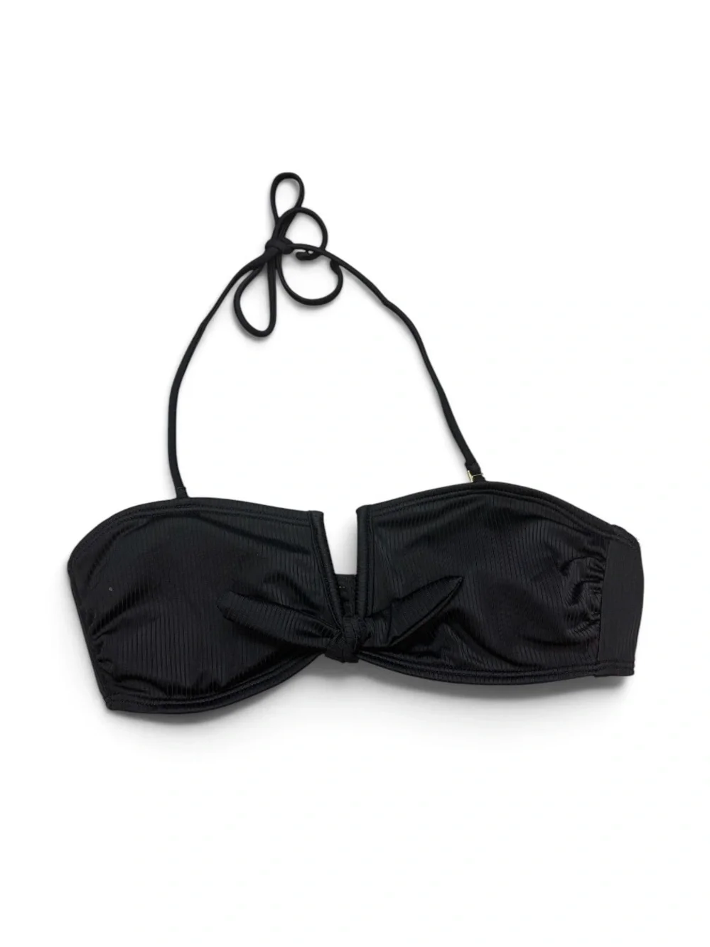 Black Bandeau Bikini Top with Tie Front with removable straps